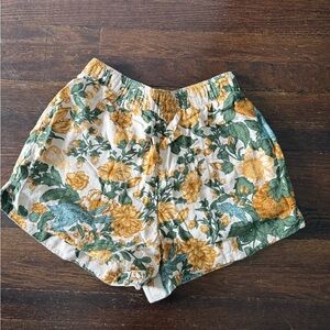 Abercrombie & Fitch Floral High-Rise Shorts - Yellow & Green